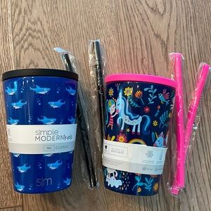 Brand new Simple Modern Kids cups with lids and straws